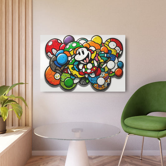 Mario's Myriad Mushrooms: Metal Art Sign