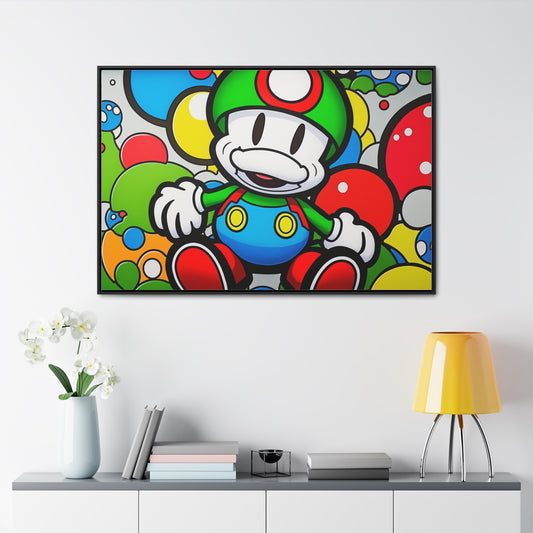 Mario's Fungal Fiesta: Framed Canvas Art