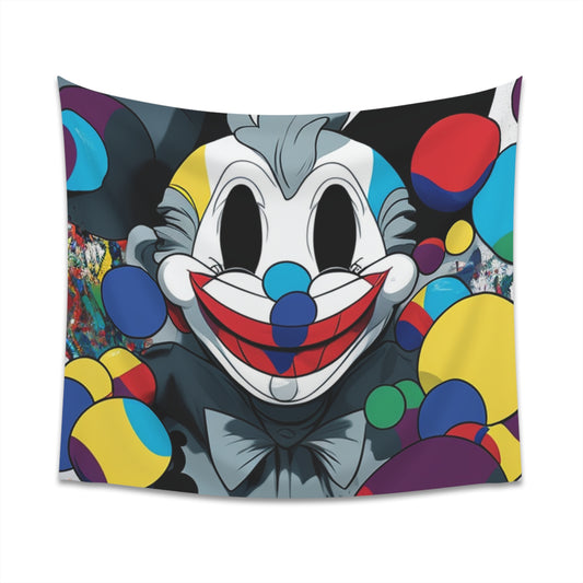 Clown's Colorful Carnival: Wall Tapestry