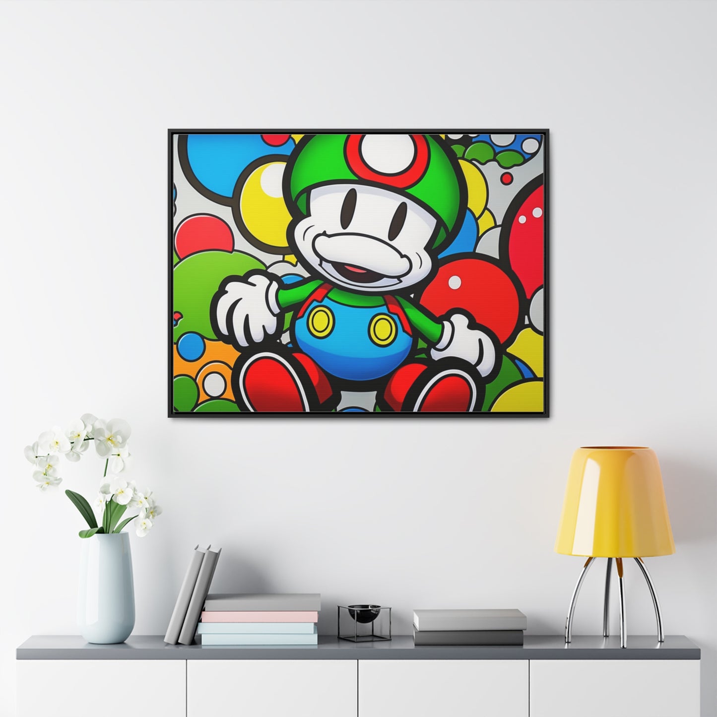 Mario's Fungal Fiesta: Framed Canvas Art