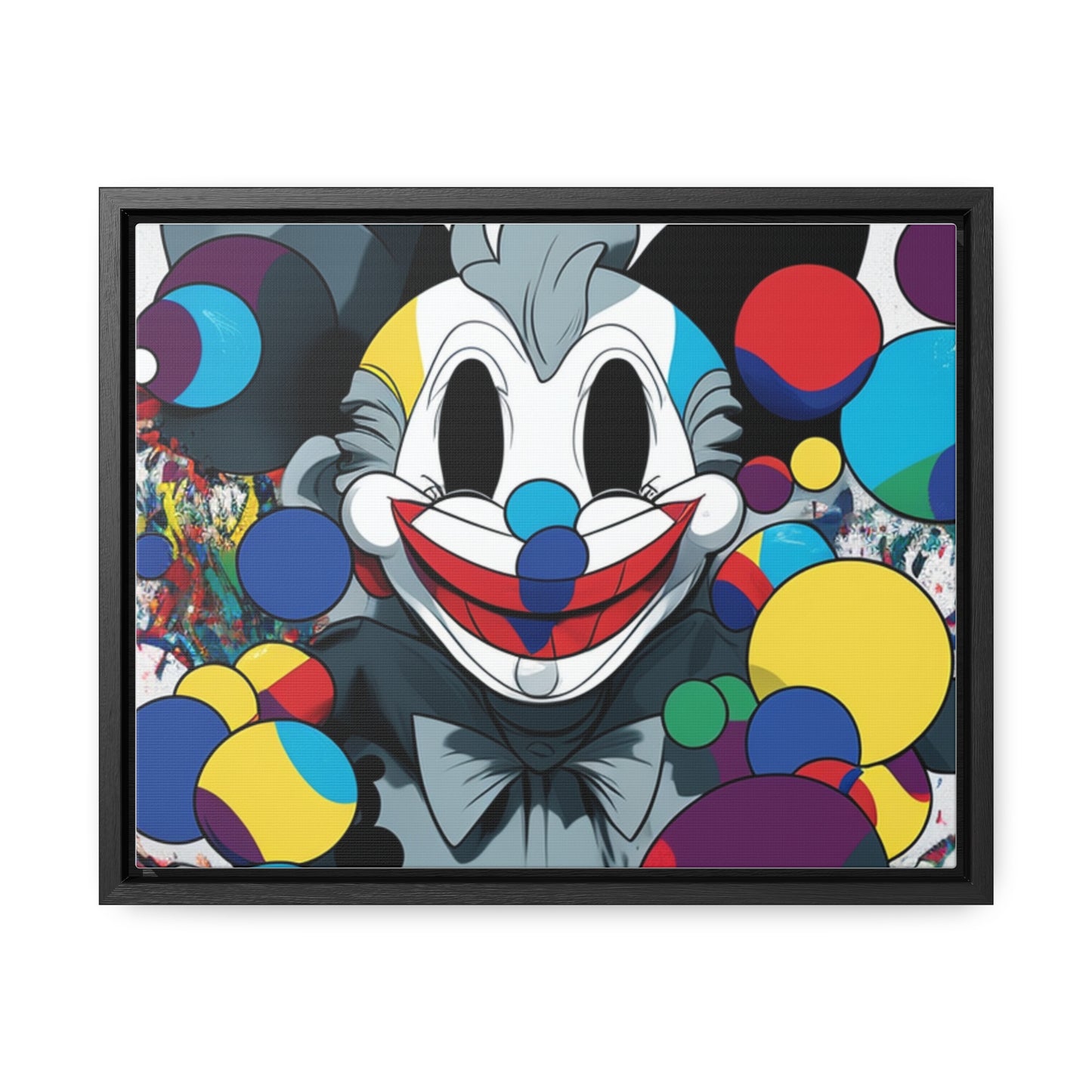 Clown's Colorful Carnival: Framed Canvas Art