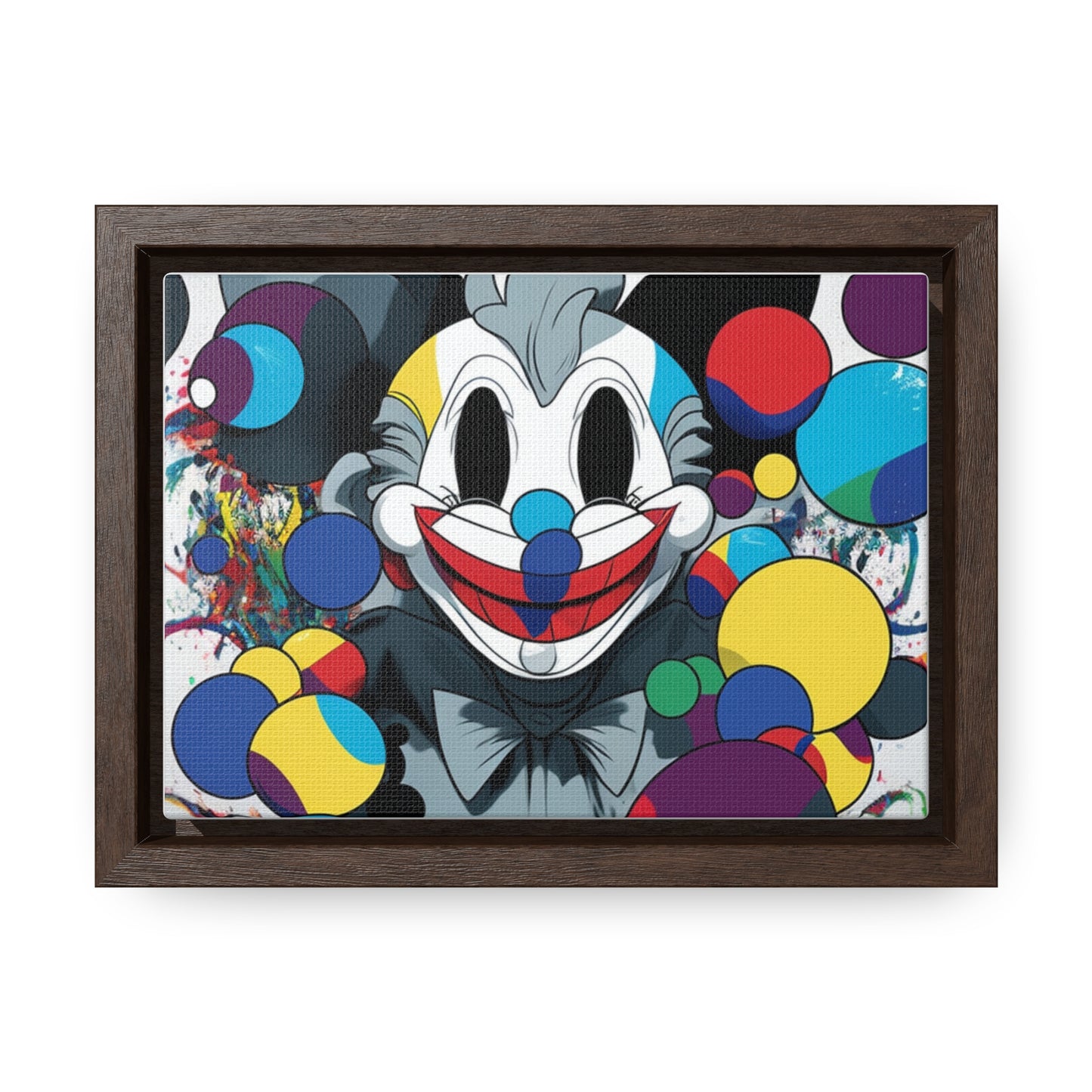 Clown's Colorful Carnival: Framed Canvas Art