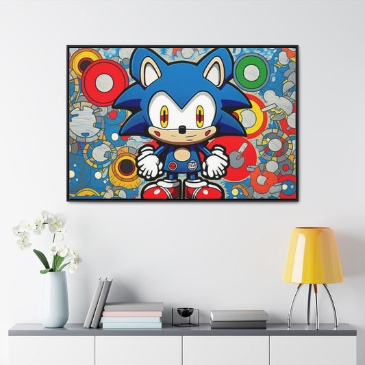 Speedy Sonic's Swirling Symphony: Framed Canvas Art