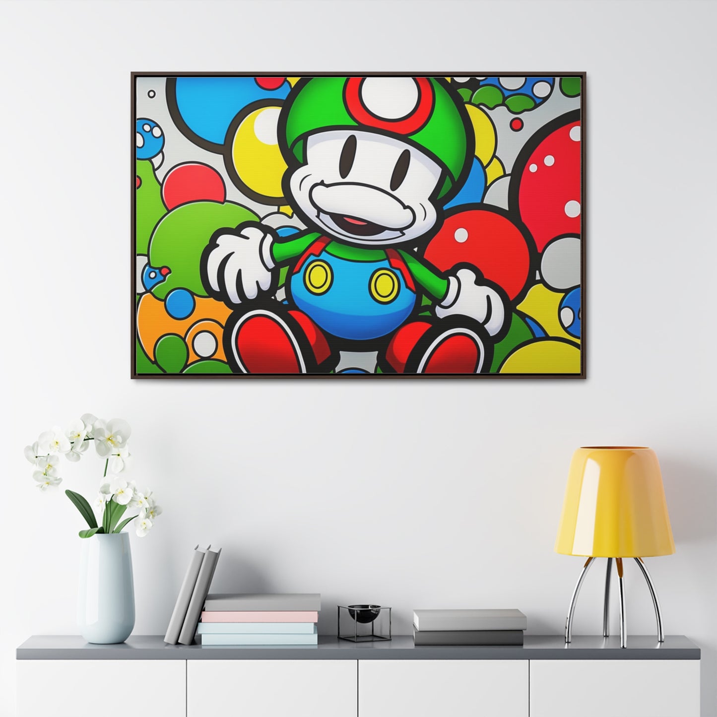 Mario's Fungal Fiesta: Framed Canvas Art