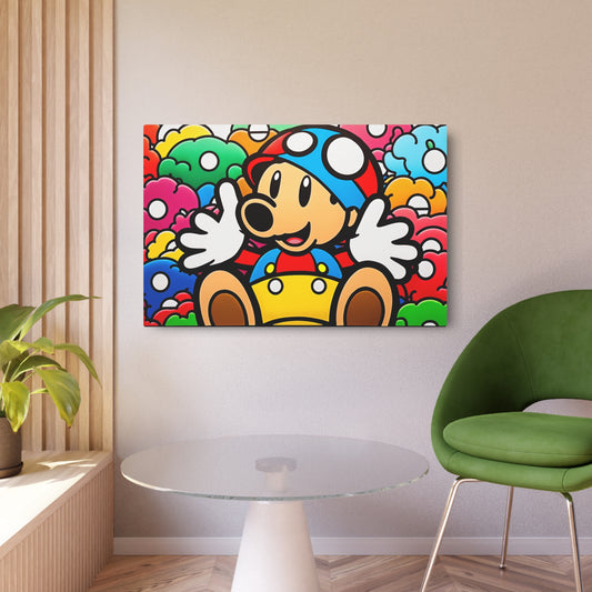 Mushroom Kingdom's Kaleidoscopic Keeper: Metal Art Sign