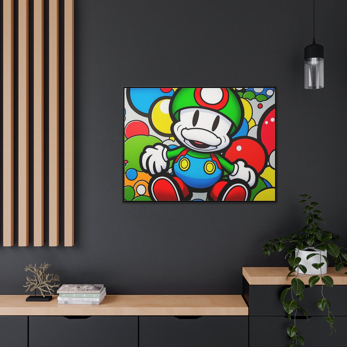 Mario's Fungal Fiesta: Framed Canvas Art