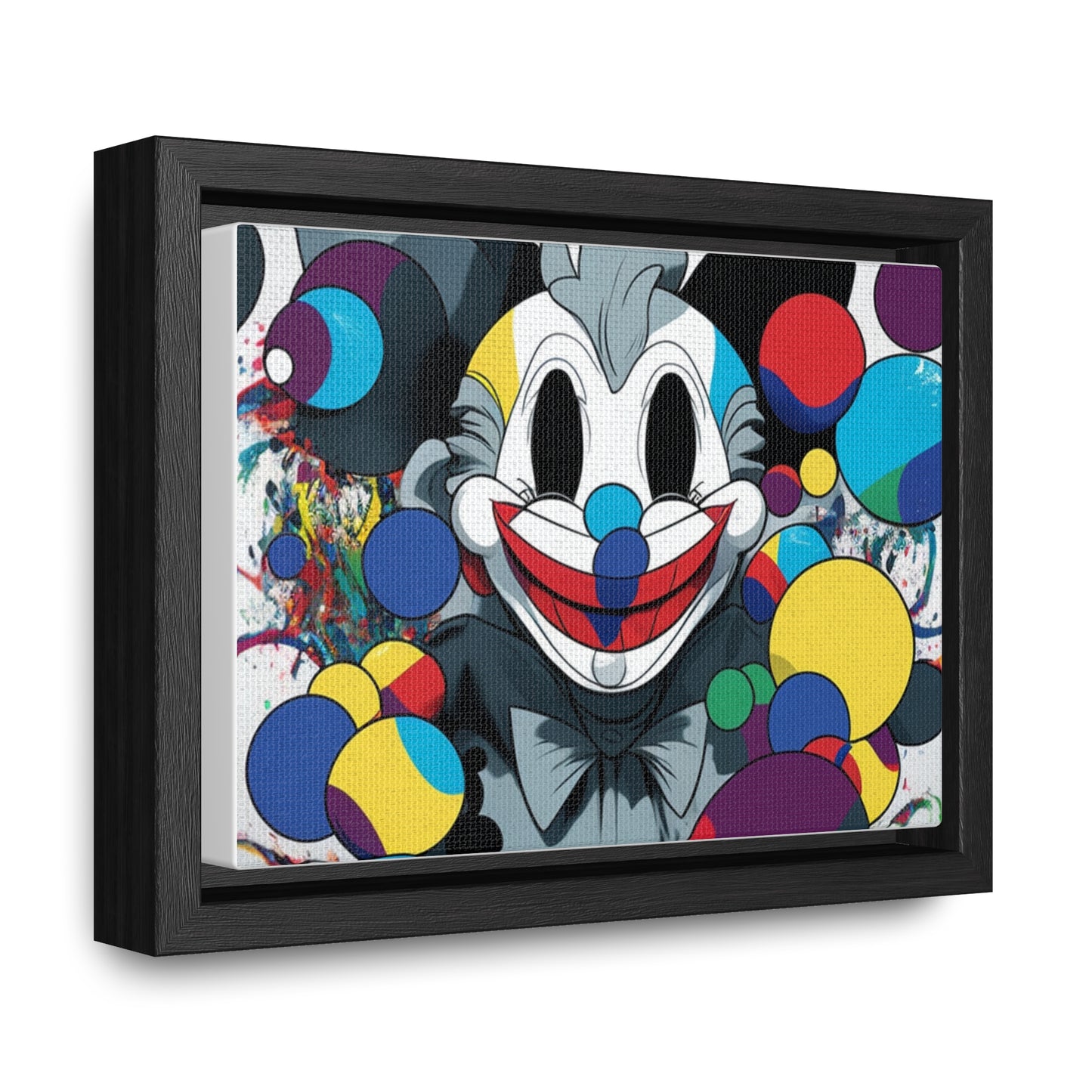 Clown's Colorful Carnival: Framed Canvas Art