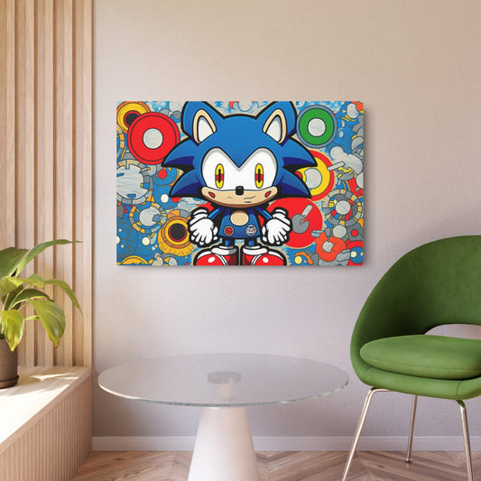 Speedy Sonic's Swirling Symphony: Metal Art Sign