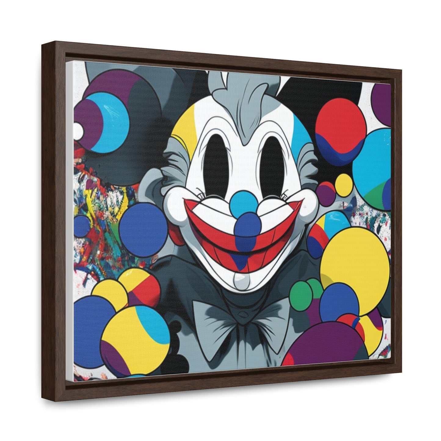 Clown's Colorful Carnival: Framed Canvas Art