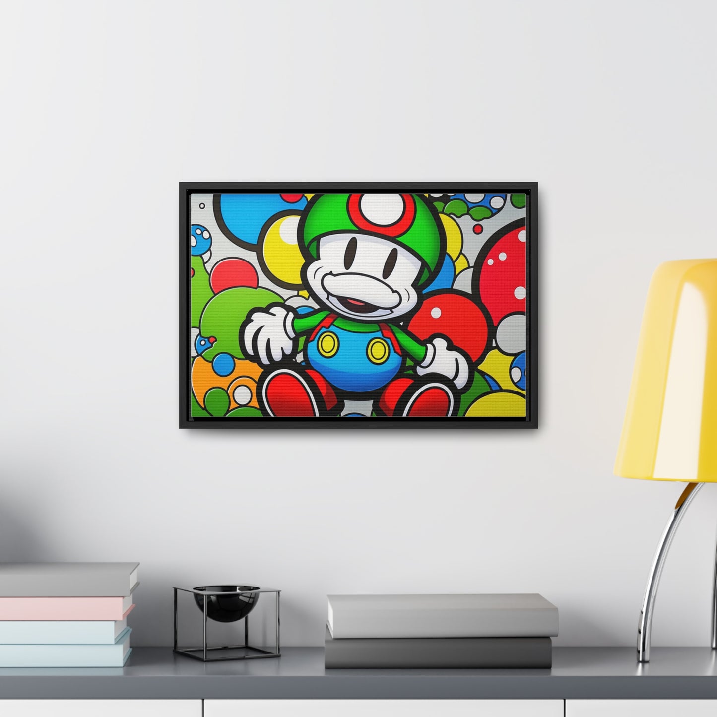 Mario's Fungal Fiesta: Framed Canvas Art