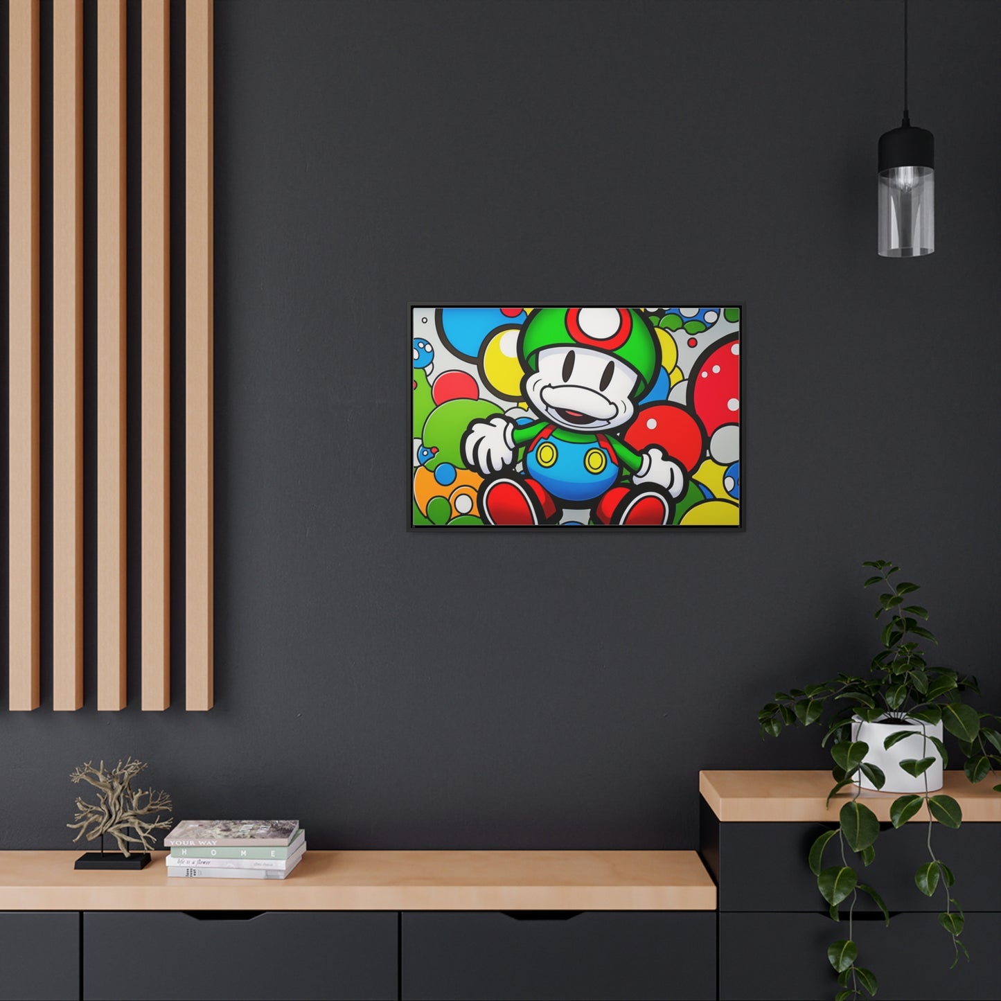 Mario's Fungal Fiesta: Framed Canvas Art