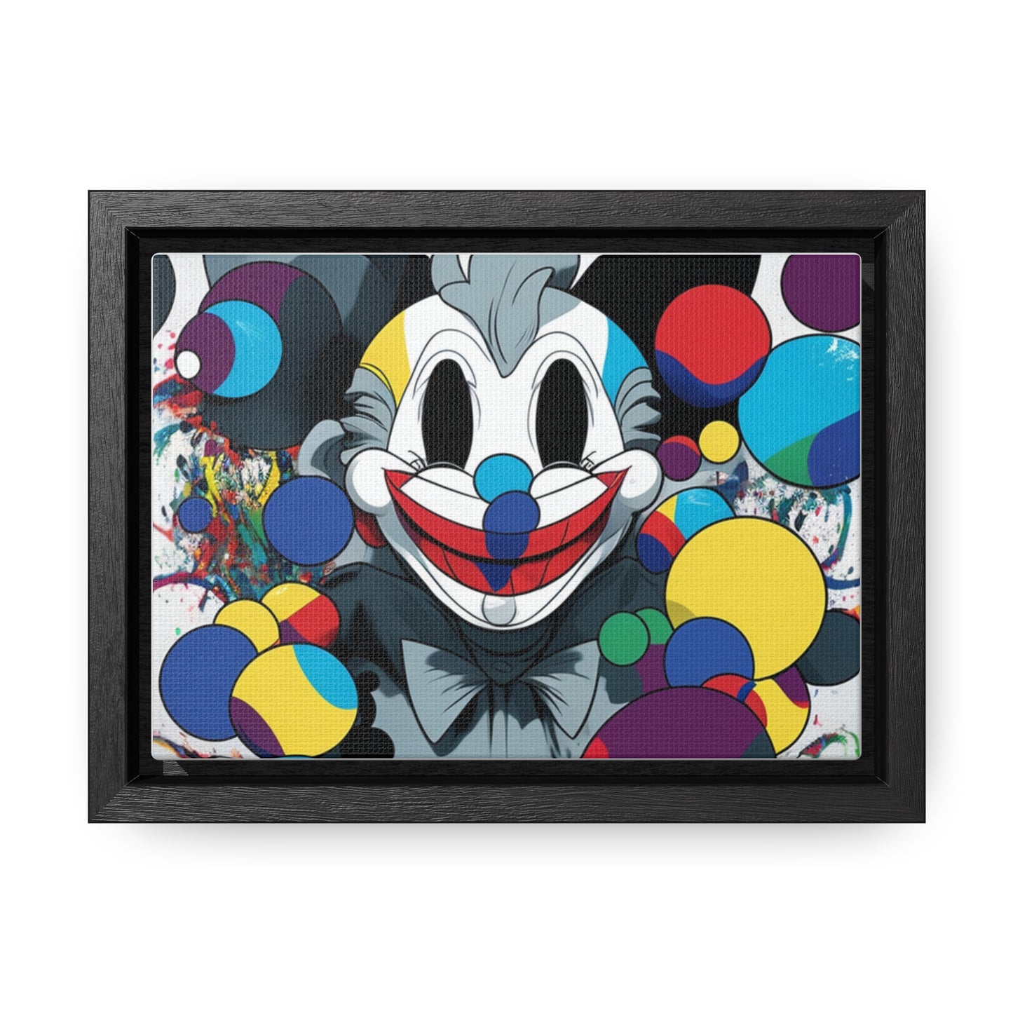 Clown's Colorful Carnival: Framed Canvas Art