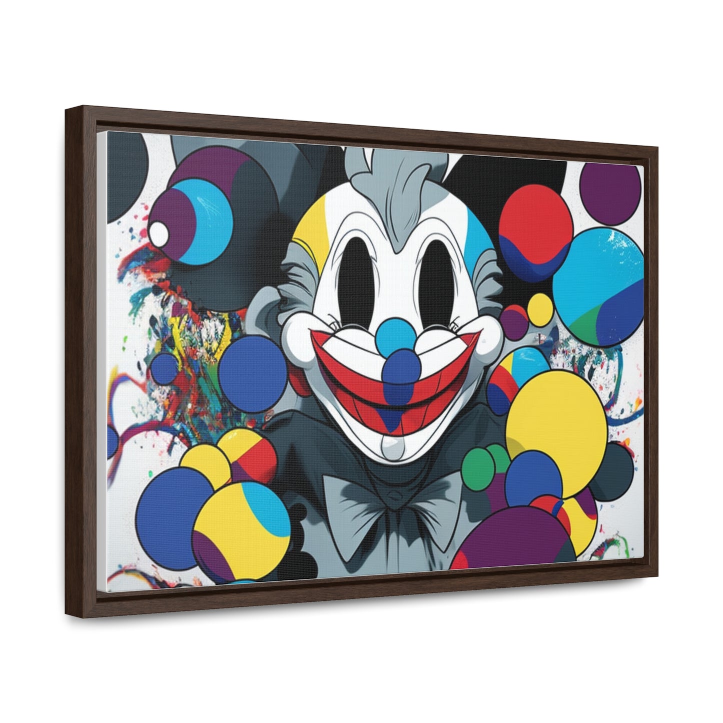 Clown's Colorful Carnival: Framed Canvas Art