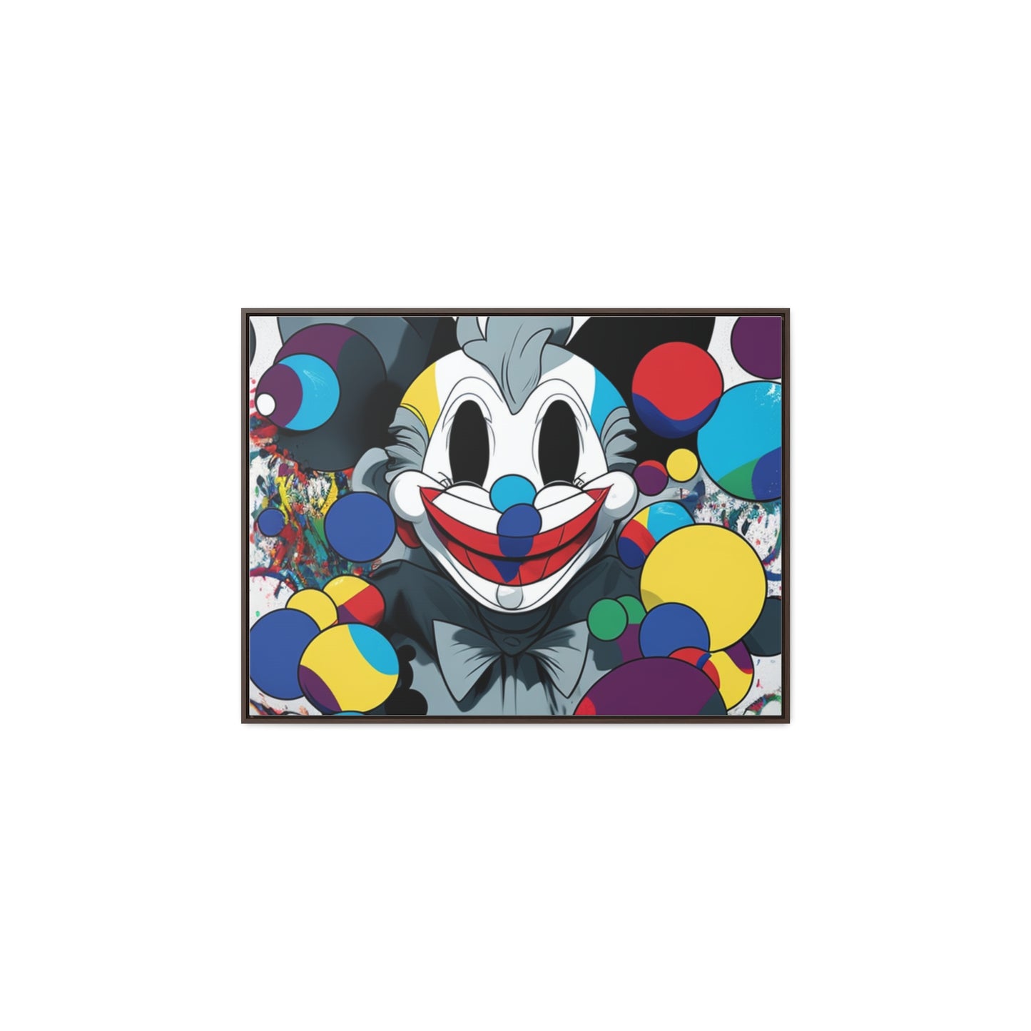 Clown's Colorful Carnival: Framed Canvas Art