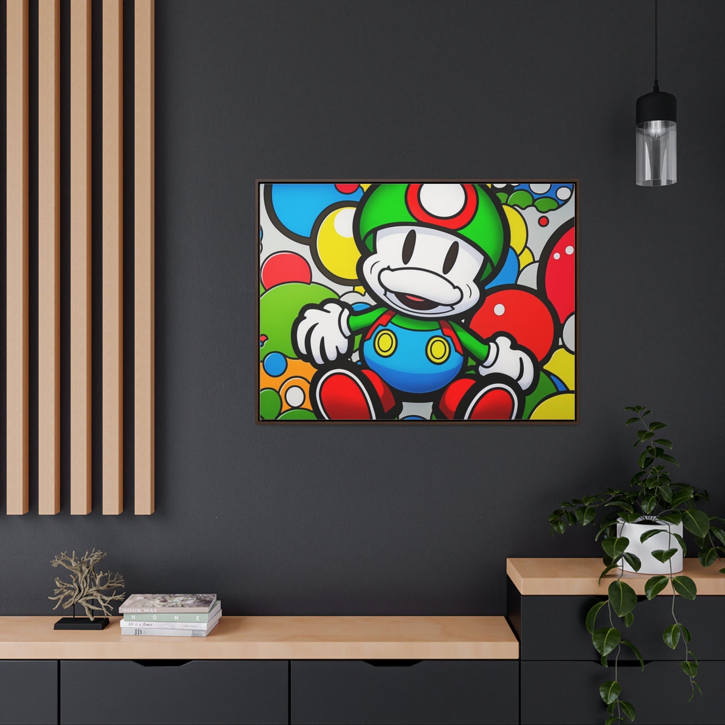 Mario's Fungal Fiesta: Framed Canvas Art