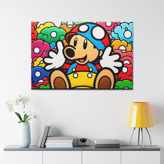 Mushroom Kingdom's Kaleidoscopic Keeper: Canvas Art