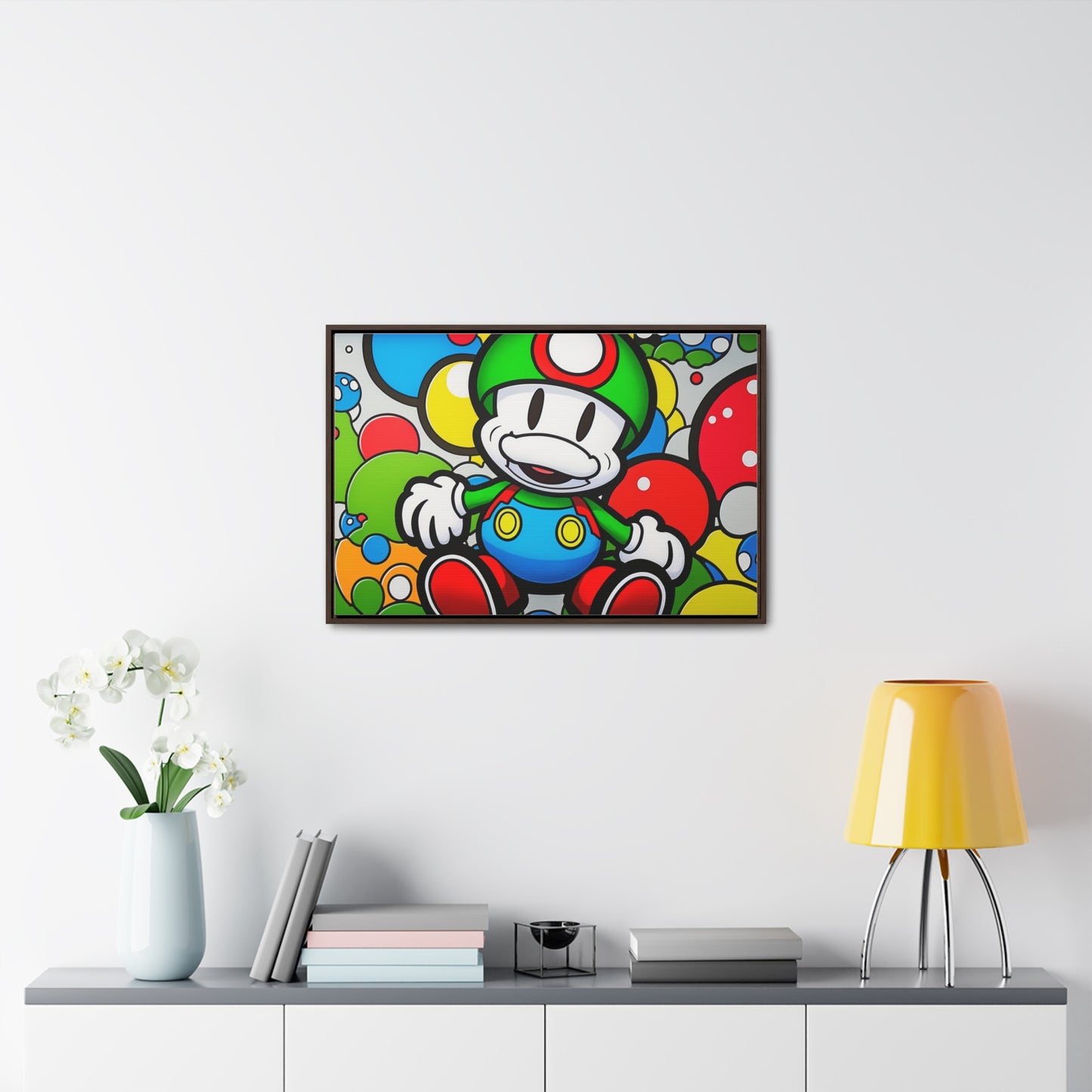 Mario's Fungal Fiesta: Framed Canvas Art