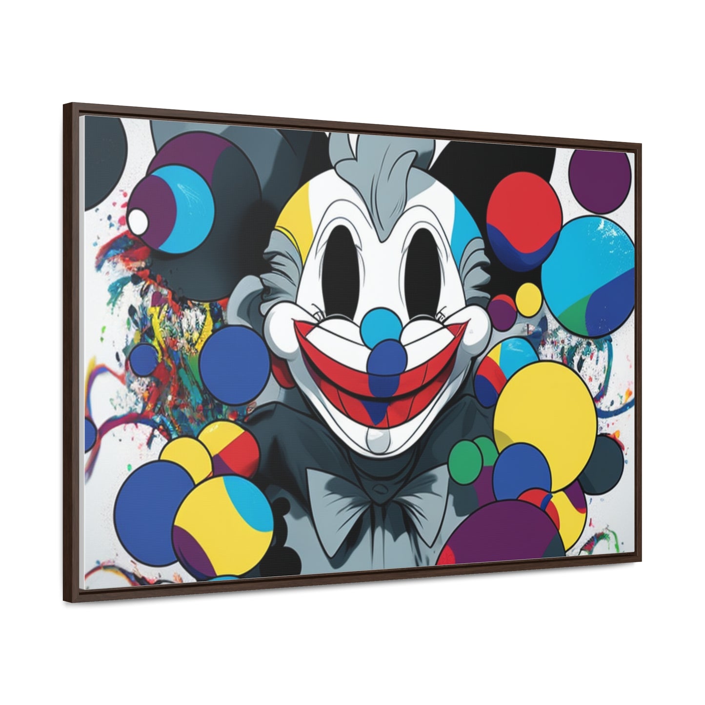 Clown's Colorful Carnival: Framed Canvas Art