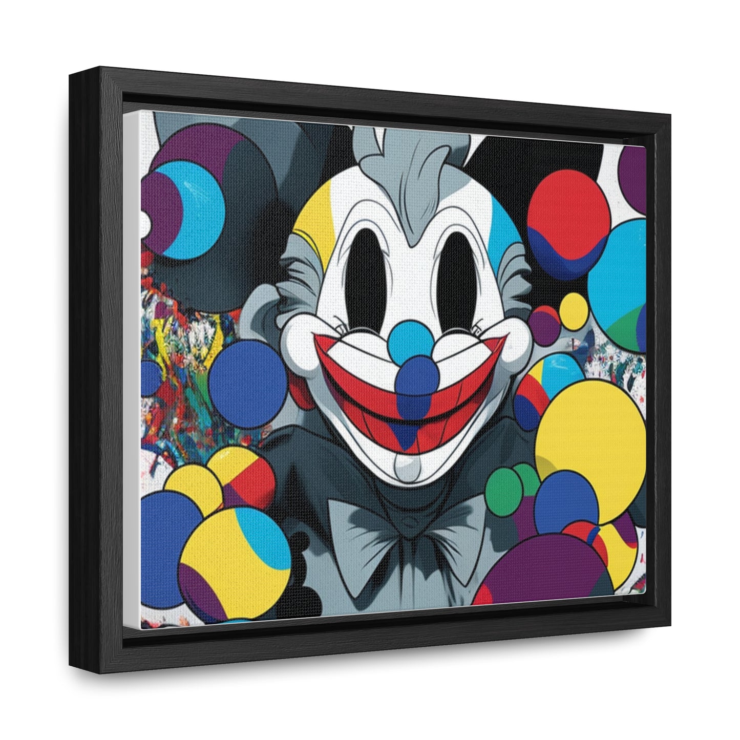 Clown's Colorful Carnival: Framed Canvas Art