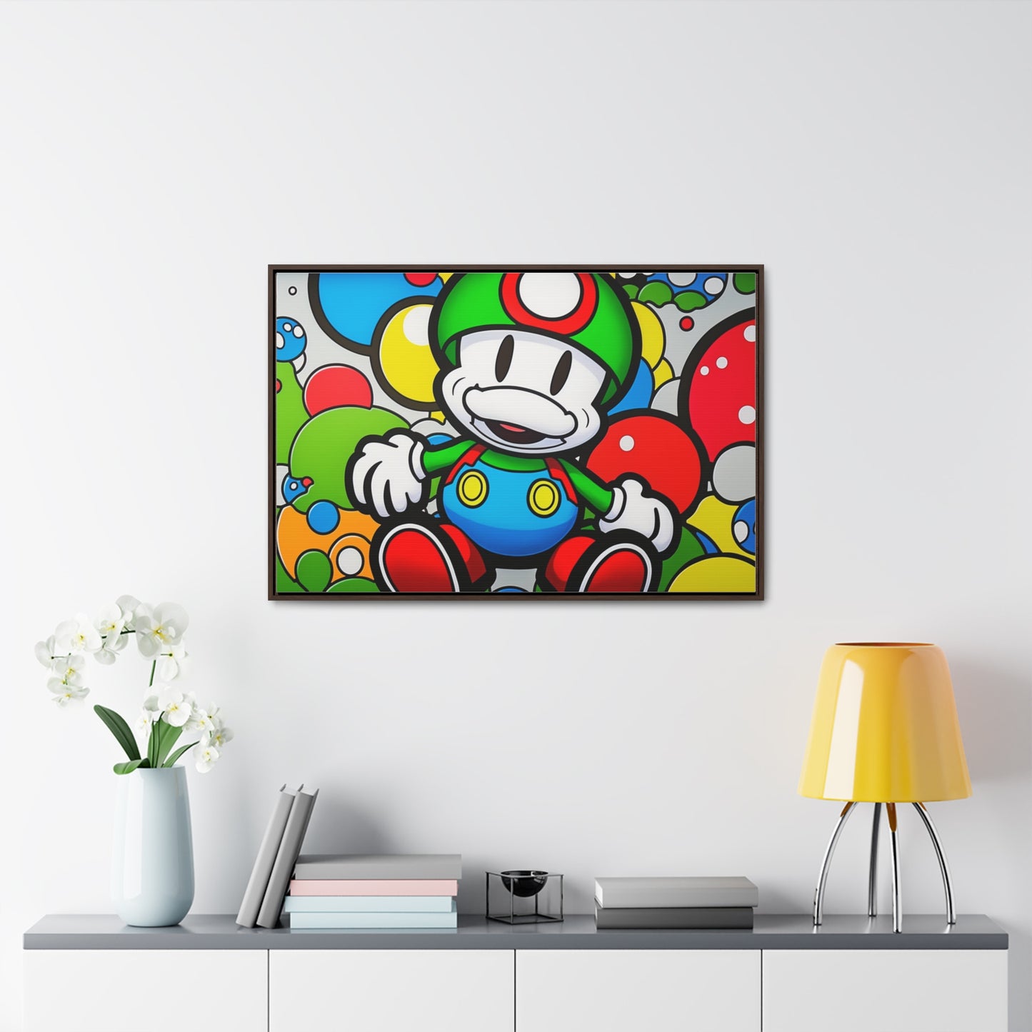 Mario's Fungal Fiesta: Framed Canvas Art