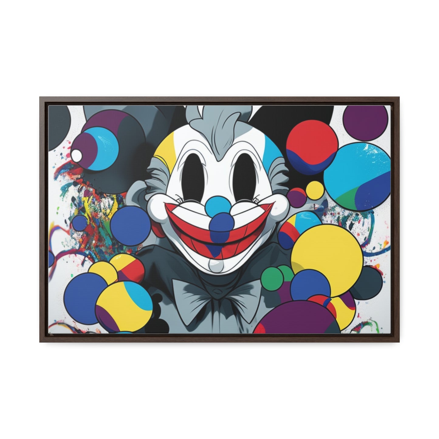 Clown's Colorful Carnival: Framed Canvas Art