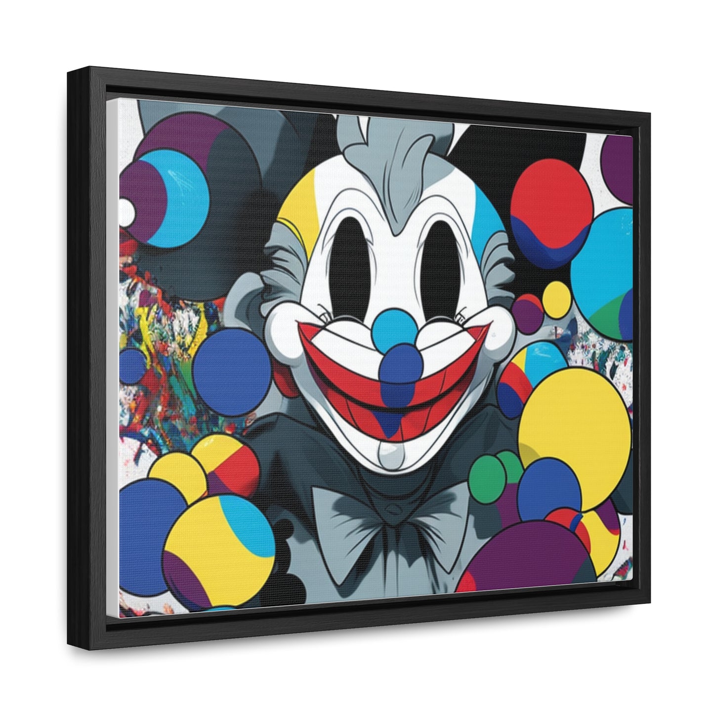 Clown's Colorful Carnival: Framed Canvas Art