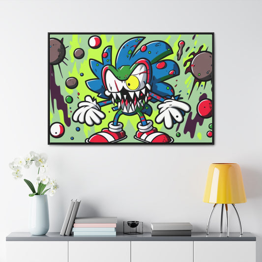 Sonic's Splotchy Sprint: Framed Canvas Art