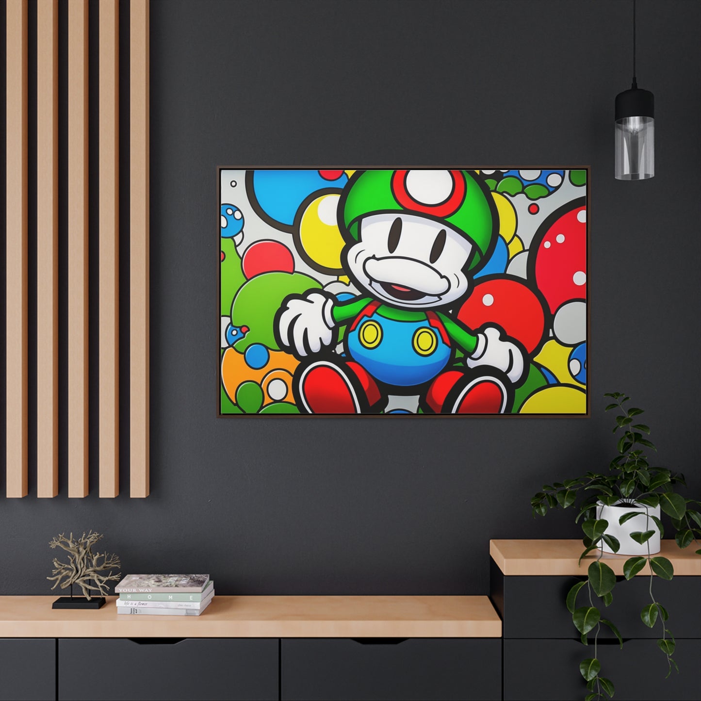 Mario's Fungal Fiesta: Framed Canvas Art