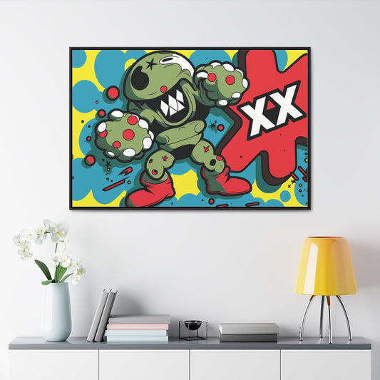 Bizarre Bubbling Beast: Framed Canvas Art