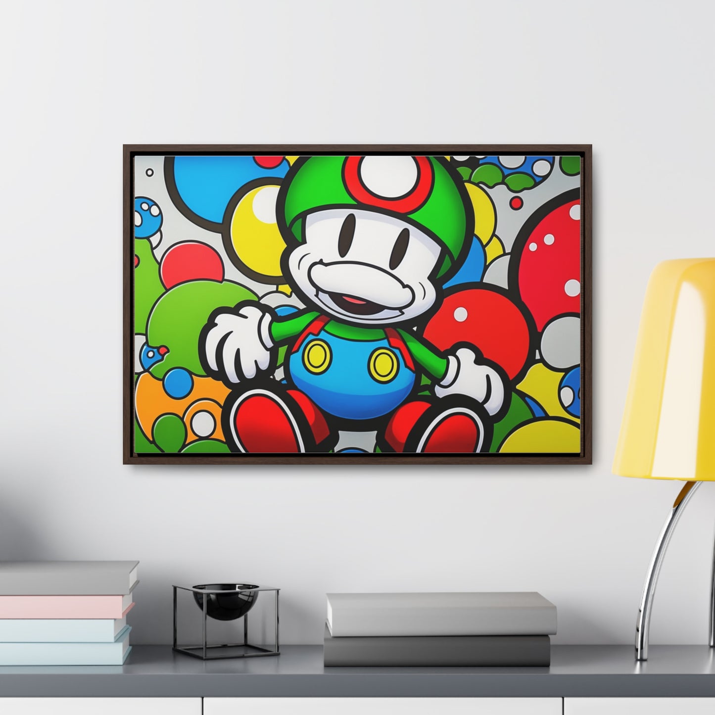 Mario's Fungal Fiesta: Framed Canvas Art