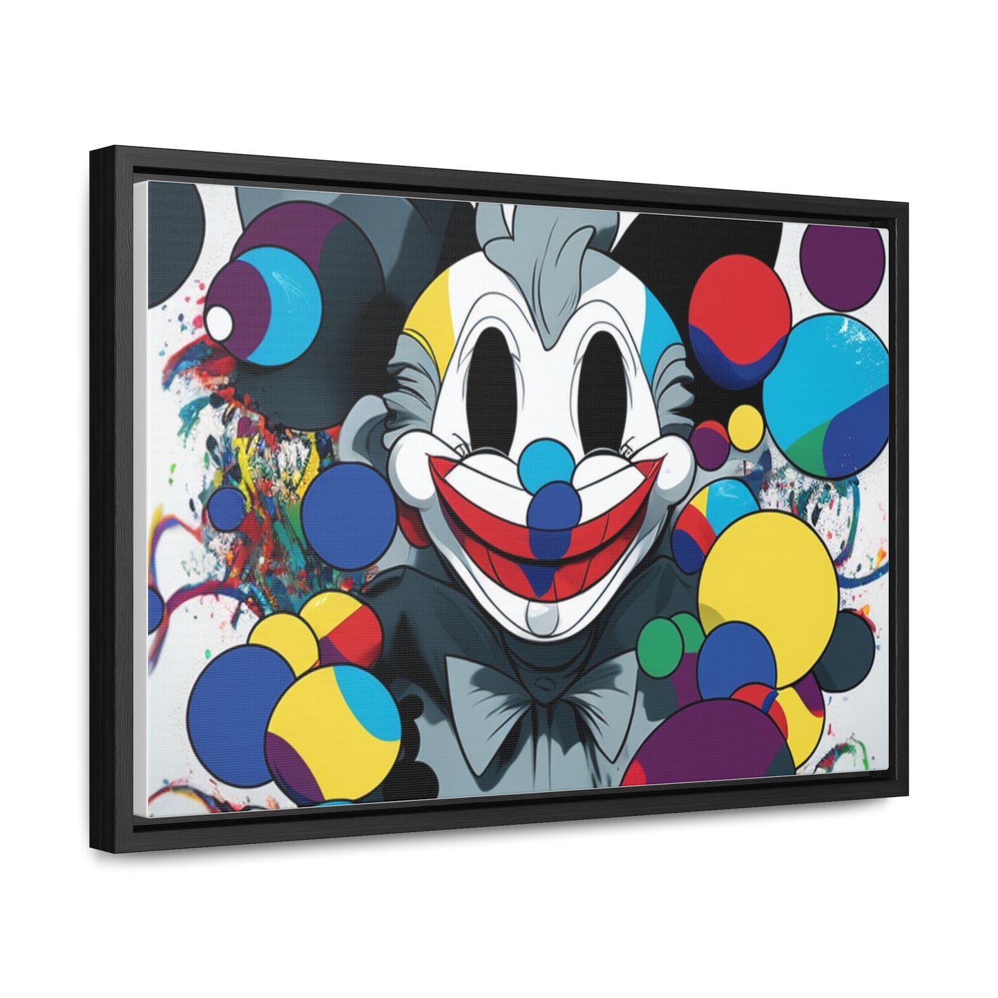 Clown's Colorful Carnival: Framed Canvas Art