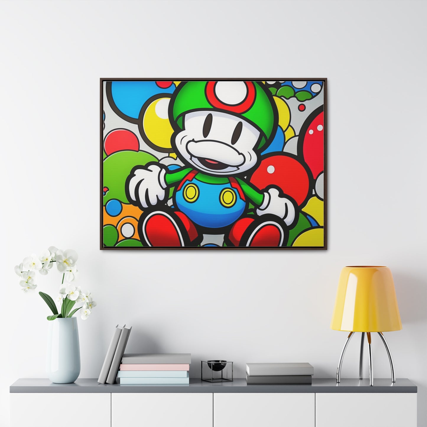 Mario's Fungal Fiesta: Framed Canvas Art