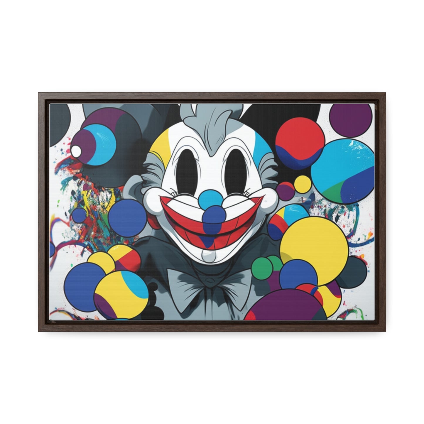 Clown's Colorful Carnival: Framed Canvas Art